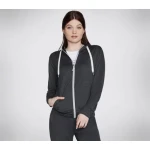 Go Dri Swift Full Zip Hoodie Women's Black Large Athletic Jacket - Skechers