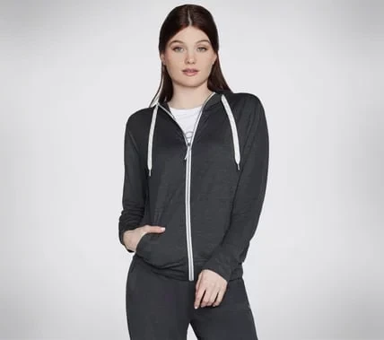 Go Dri Swift Full Zip Hoodie Women's Black Large Athletic Jacket - Skechers - Image 2