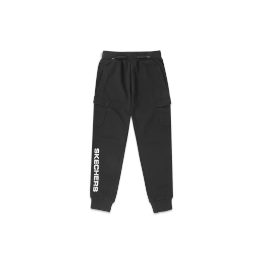 Skechers Kids' Black Active Pants with Design Details, Cotton Blend, Ribbed Fabric, and Spandex for Comfortable Wear, Size Small Skechers Kids' Black Active Pants with Design Details, Cotton Blend, Ribbed Fabric, and Spandex for Comfortable Wear, Size Small