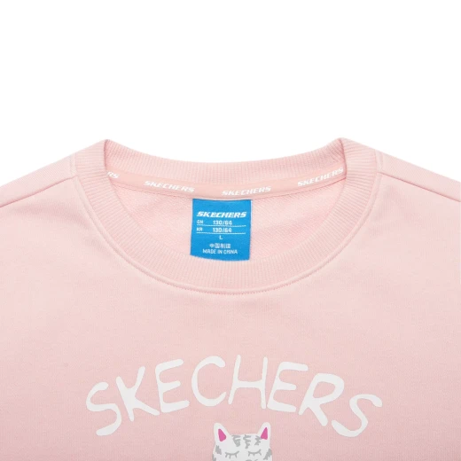 Skechers Kids' Pullover XL Rose Color 63% Cotton 37% Polyester Blend Ribbed Fabric Comfortable Casual Wear with Design Details for Children. SKU L719G027 007E - Skechers - Image 4