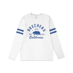 Skechers Men's Long Sleeve Tee Shirt White Cotton 100% Cotton Fabric Design Details Comfort Wear Size Medium Long Lasting Style - Skechers