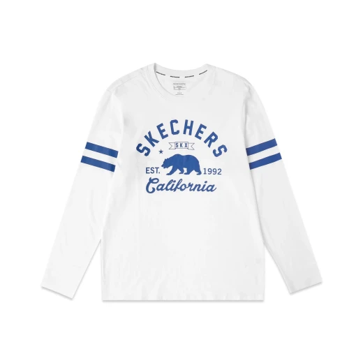 Skechers Men's Long Sleeve Tee Shirt White Cotton 100% Cotton Fabric Design Details Comfort Wear Size Medium Long Lasting Style - Skechers - Image 2