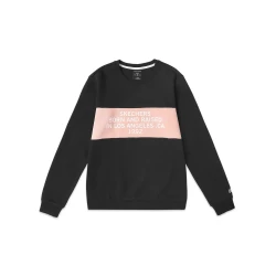 Skechers Women's Black Pullover with Design Details, Featuring a Comfortable Cotton and Polyester Blend, XS Size, Perfect for Everyday Wear and Effortless Style