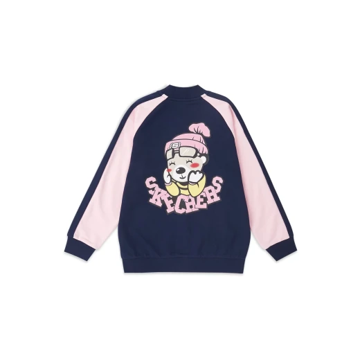 Skechers Kid's Clothing Jacket Navy Cotton Blend with Design Details, Featuring 55% Cotton and 45% Polyester Blend, Size Large, Ideal for Everyday Wear and Easygoing Style - Skechers - Image 3
