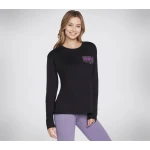 Skechers Women's Spirit Longsleeve Tee Black Athletic Shirt for Active & Casual Wear, Medium Size, Crew Neck Design, Breathable Fabric, SKU LT10-BLK, Comfortable Fit - Skechers
