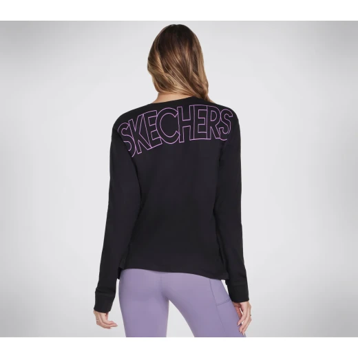 Skechers Women's Spirit Longsleeve Tee Black Athletic Shirt for Active & Casual Wear, Medium Size, Crew Neck Design, Breathable Fabric, SKU LT10-BLK, Comfortable Fit - Skechers - Image 3