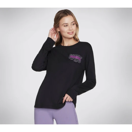 Skechers Women's Spirit Longsleeve Tee Black Size Large Athletic Shirt - Skechers - Image 4