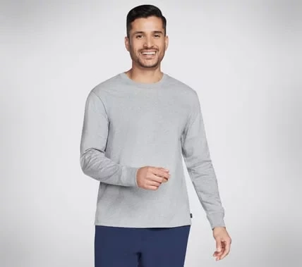 Skechers Men's Skech Jersey Max Long Sleeve Tee Gray Organic Cotton