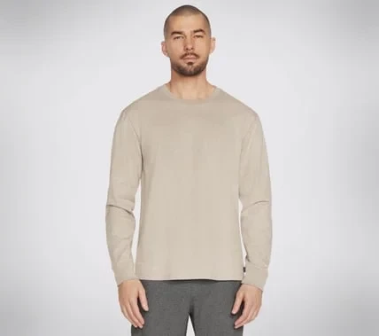 Skechers Men's Skech Jersey Max Long Sleeve Tee Tan L Organic Cotton Skechers Men's Skech Jersey Max Long Sleeve Tee Tan L Organic Cotton