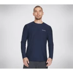 Skechers Men's GO DRI All Day Long Sleeve Tee in Navy, Made with Recycled Materials, Quick Dry Fabric, Active Stretch, and Breathability for Everyday Comfort, Size M - Skechers