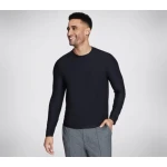 Skechers GO DRI All Day Long Sleeve Tee Black Men's Athletic Shirt Moisture Wicking Quick Drying Fabric Crewneck Flatlock Seams Size Small for Optimal Comfort and Performance - Skechers