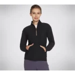 Skechers Go Luxe Rib 1/4 Zip Women's Black Pullover, Mock Neck, Size Medium - Skechers