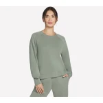 Skechers SkechLuxe Elevate Crewneck Blouse Green Large Women's Activewear - Skechers