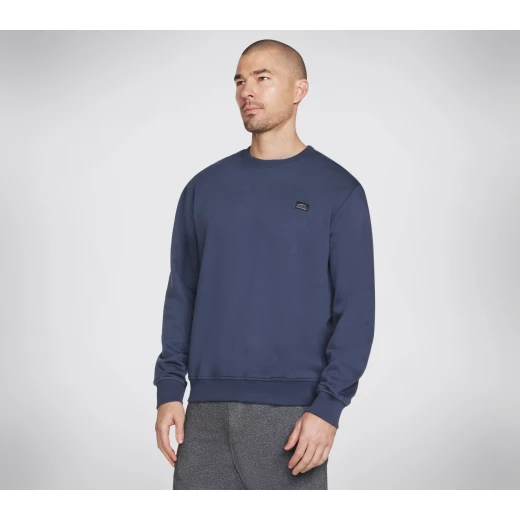 سويت شيرت رياضي رجالي من سكيتشرز، موديل Skech Sweats Definition Crew، لون كحلي، مريح، مقاس متوسط، تصميم أنيق وعملي، من مجموعة 2024 - سكيتشرز - Image 2