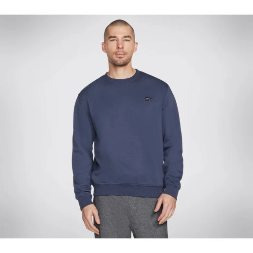 سويت شيرت رياضي رجالي من سكيتشرز، موديل Skech Sweats Definition Crew، لون كحلي، مريح، مقاس متوسط، تصميم أنيق وعملي، من مجموعة 2024 - سكيتشرز - Image 4