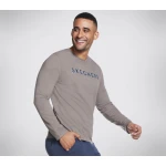Skechers Delta Long Sleeve Tee Brown M Men's Comfort Pullover - Skechers