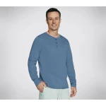 Skechers Skech Breeze Slub Henley Men's Long Sleeve Shirt Navy Small - Skechers