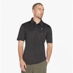 Skechers GODRI On the Road Polo Shirt for Men Athletic Breathable Ultra Flight Fabric with Flatlock Seams Short Sleeves Vented Hem Size S Black M1TO57OLV - Skechers