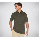 Skechers GODRI On The Road Polo Shirt for Men Olive Green M with Ultra Flight Breathable Fabric Athletic Fit 4-Button Placket and Vented Hem 100% Polyester - Skechers