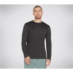 Skechers Men's GO DRI On The Road Long Sleeve Knit Tee Athletic 100% Breathable Fabric Crewneck Flatlock Seams Active Fit Black M - Skechers