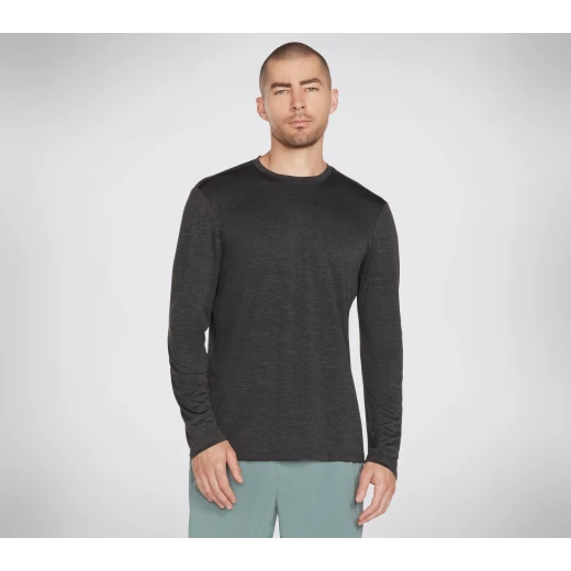 Skechers Men's GO DRI® On the Road Long Sleeve Knit Tee Lightweight Athletic Shirt with Breathable ULTRA FLIGHT™ Fabric and Flatlock Seams, Size Small, Black - Skechers - Image 2