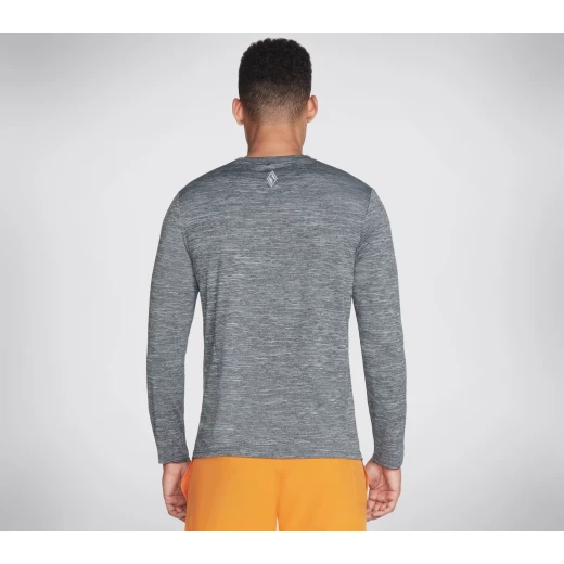 Skechers Men's GO DRI® On the Road Long Sleeve Knit Tee in Light Gray, Athletic Fit with Ultra Flight Fabric, Crew Neck, Flatlock Seams for Comfort, Size Small - Skechers - Image 3