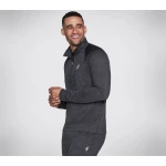 Skechers Men's Skech-Knits Ultra Go 1/4 Zip Charcoal Jersey Knit Pullover Jacket with Hidden Zippered Chest Pocket, Size S, Charcoal Color - Skechers