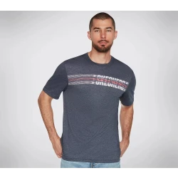 Skechers Men's Flag Stripe T Shirt Blue Small Crew Neck Casual Wear 100% Cotton Breathable Fabric