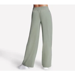 Skechers Women's Slip In Everywhere Pant Breathable SKECHWEAVE Fabric Olive Green Straight Leg Pant with Adjustable Elastic Wide Hem Size S
