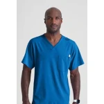 Skechers Men's Crossover V Neck Scrub Top Blue Small, 4 Way Stretch - Skechers