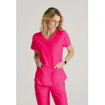 Skechers Breeze V Neck Scrub Top Pink Large Comfortable Medical Uniform - Skechers