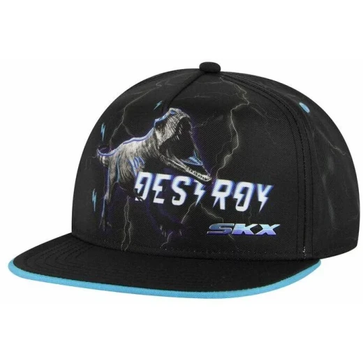 Skechers Dino Destroy Baseball Cap Black O/S Adjustable Fit, Dinosaur Graphic, Embroidered Logo, Breathable Fabric, Casual Streetwear Style, Unisex, One Size Fits All - Skechers - Image 2