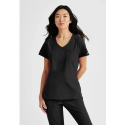 Skechers by Barco Women's Scrub Top V Neck Black XL Recycled Fabric