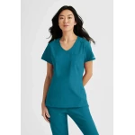 Skechers by Barco Women's Scrub Top V-Neck Green XS, Moisture Wicking - Skechers