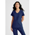 Skechers by Barco Women's V Neck Scrub Top Navy XS, Moisture Wicking, 1 Pocket - Skechers