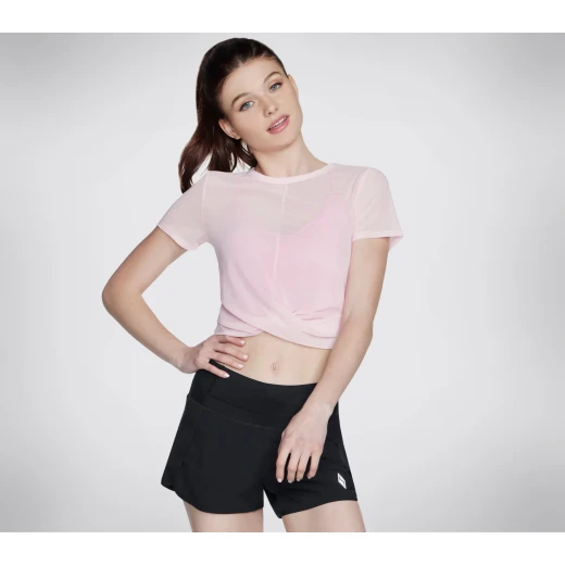 Endurance Twisted Tee Women's Pink Medium, Moisture Wicking Athletic Shirt - Skechers - Image 2