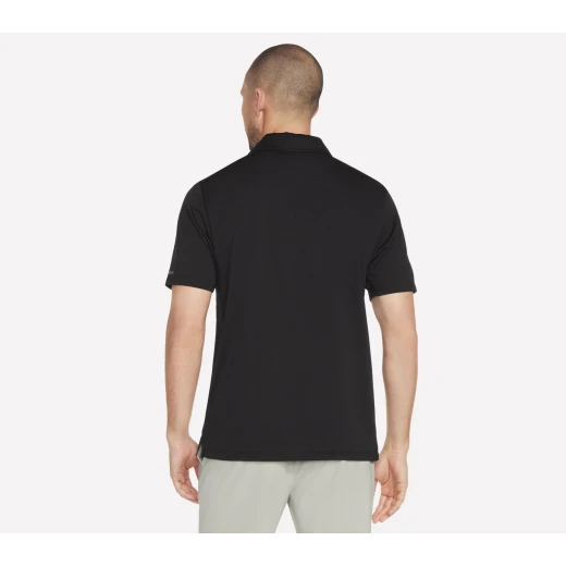 Skechers Men's Godri Charge Polo Shirt Black Small 100% Cotton Breathable Fabric Classic Design Short Sleeve Polo Collar Side Slits Perfect for Casual Wear Comfortable and Stylish - Skechers - Image 3