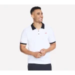 Skechers Victory Men's Polo T-Shirt White Short Sleeve Comfort Fit Collared Shirt Logo Detail Size Large Perfect for All Day Wear - Skechers