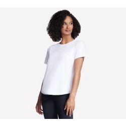 Nike Women's GO DRI Swift T-Shirt: White, Size Small. Moisture-Wicking, Quick-Drying Crew Neck Tee for Yoga & Casual Wear. 100% Polyester Fabric. Perfect for Active Lifestyles.