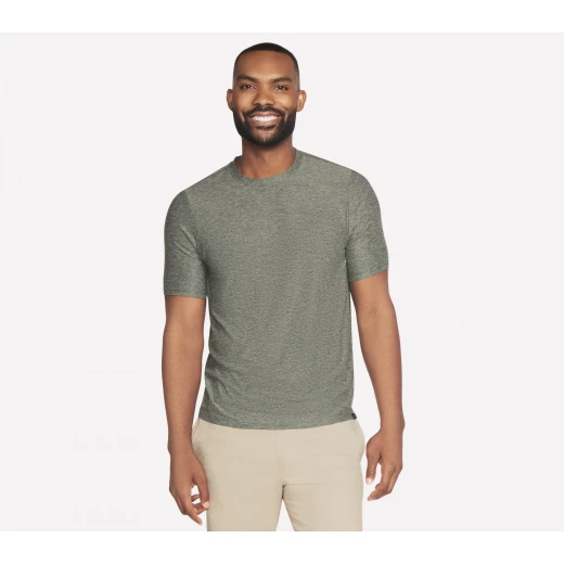 Godri Men's GO DRI All Day Tee Dark Green Moisture Wicking Quick Drying Short Sleeve Shirt Flatlock Seams Eco Friendly Fabric Size M Classic Crew Neck 1 Piece - Skechers - Image 3