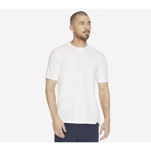 Men's GO DRI All Day Tee White Large: Eco-Friendly, Moisture-Wicking, Quick-Drying Performance T-Shirt with Short Sleeves and Flatlock Seams for Maximum Comfort - Skechers - Image 2