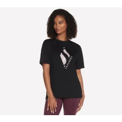 Skechers Women's Diamond Glam Tee Black Short Sleeve Crew Neck Shirt