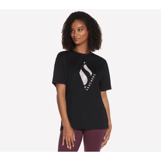 Skechers Women's Diamond Glam Tee Black Short Sleeve Crew Neck Top - Skechers - Image 2