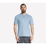 Skechers Men's Off Duty Henley T Shirt GO DRI Pique Blue Medium - Skechers