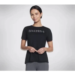 Skechers Women's Diamond Legacy Tee Black Short Sleeve Top Classic Round Neck Highly Flexible Design Size S Women's Apparel SKU TS2 BLK Comfortable for Everyday Wear 100% Authentic