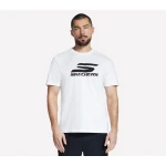 تي شيرت سكيتشرز للرجال بشعار الأداء الرياضي باللون الأبيض مقاس S مصنوع من نسيج شبكي SKECH JERSEY برقبة دائرية مثالي للرياضة والتدريب مع رسومات الأداء على الصدر - سكيتشرز