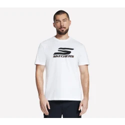 تي شيرت سكيتشرز للرجال بشعار الأداء أبيض مقاس XL شبكة SKECH-JERSEY