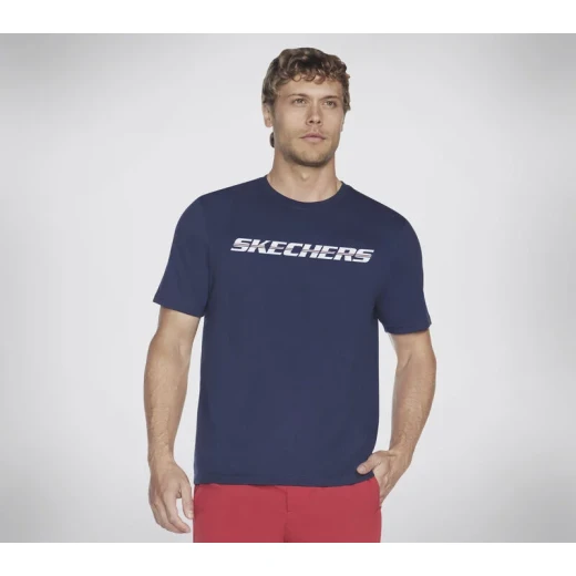 Skechers Men's Strikethrough Tee Navy Short Sleeve Crewneck Shirt Skechers Men's Strikethrough Tee Navy Short Sleeve Crewneck Shirt