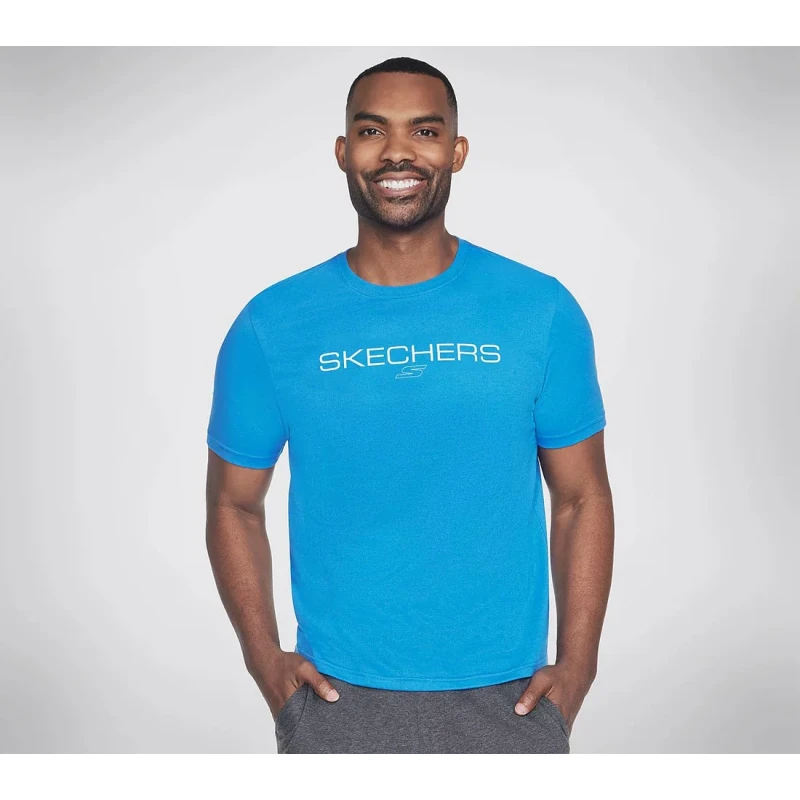 Skechers Men's Performance Tee Blue M Comfortable Athletic Shirt for Ultimate Performance 100% Cotton Fabric Breathable Material Great for Sports & Everyday Wear - Skechers