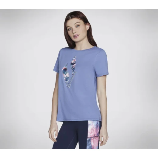 Skechers Women's Summer Rose Tee XL Lavender Crewneck Shirt with Printed Skechers Diamond Logo. Classic Fit Short Sleeve 100% Cotton Tee for Warm Weather. Perfect for Casual Wear. - Skechers - Image 4